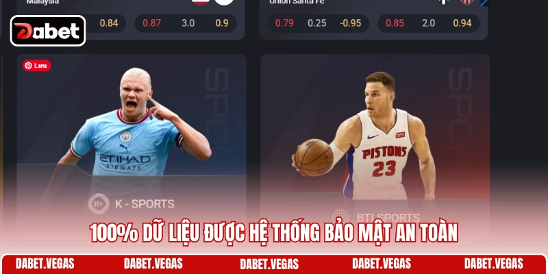 Thể Thao DABET 3 100% dữ liệu được hệ thống bảo mật an toàn